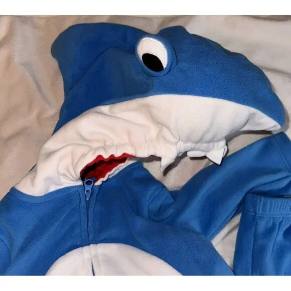 Carters 3-6 Month Blue Shark Padded 2 Piece Zip Up Fleece Halloween Costume - Picture 3 of 8